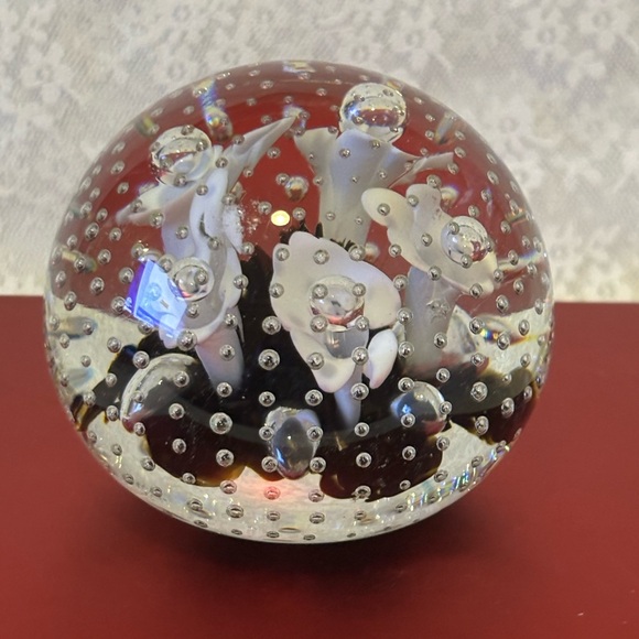 Accents | Joe Rice Art Glass With Controlled Bubbles And Flowers ...